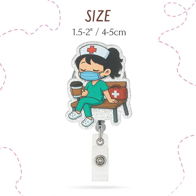 3PC Cartoon Nurse Badge Reel Cute Fun Funny ID Name Holder Alligator Clip - Image 3