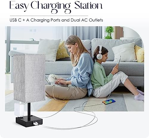 bedside table lamps set of 2 - touch on a desk or shelf