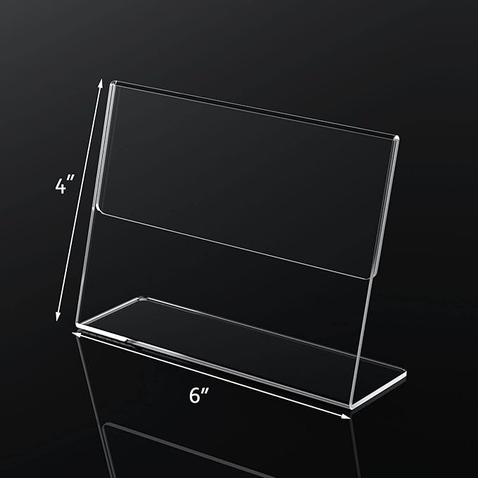NIUBEE Slanted Back Acrylic Sign Holder 6 x 4 Inches, Restaurant -Horizontal - Image 3