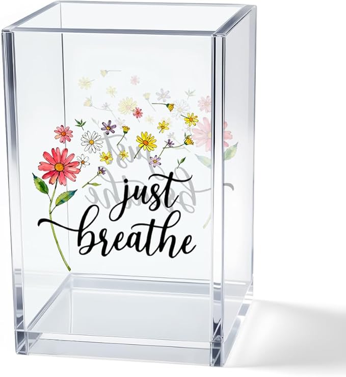 Vgrti Just Breathe Acrylic Cosmetic Pencil Pen Holder Cup, Inspirational by Unknown