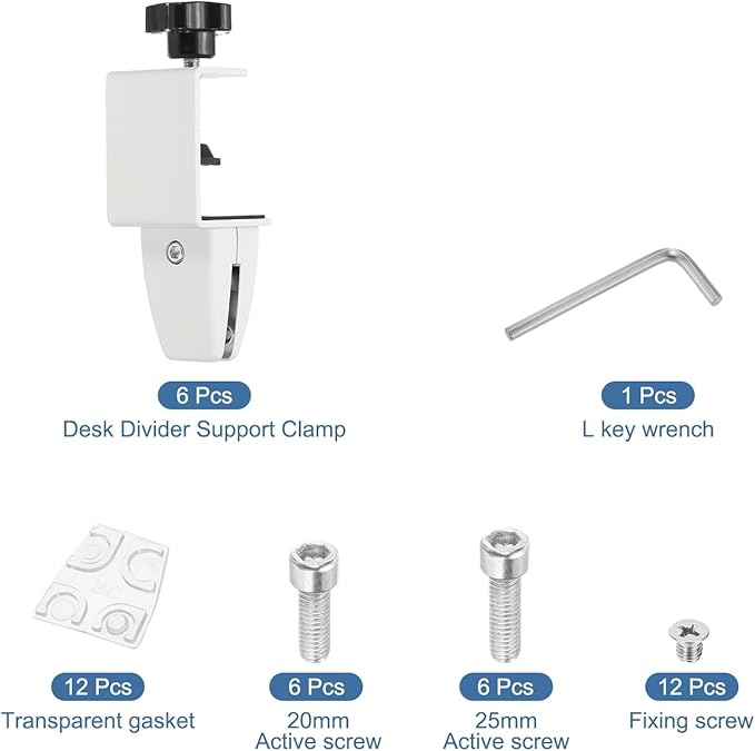 PATIKIL 6 Pcs 1/8" to 1/2" Adjustable Desk Divider Partition Clips, Aluminum - Image 3