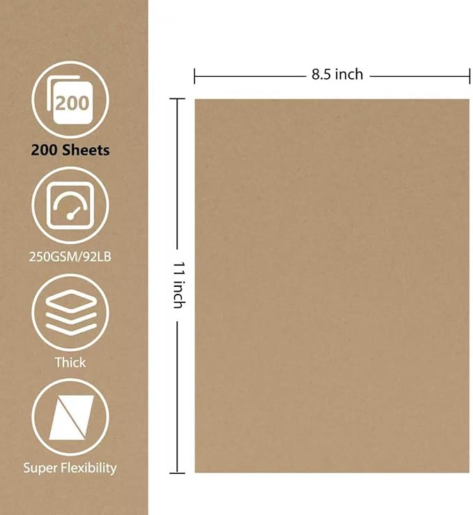 OcePor 200 Sheets Brown Cardstock Paper, Colored Printer Paper 8.5 x 11 - Image 2