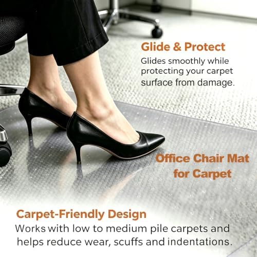 Office Chair Mat for Carpet, Clear Heavy Duty Floor Protector Under Desk