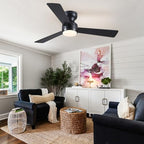 46"black modern low profile ceiling fans with led on a desk or shelf