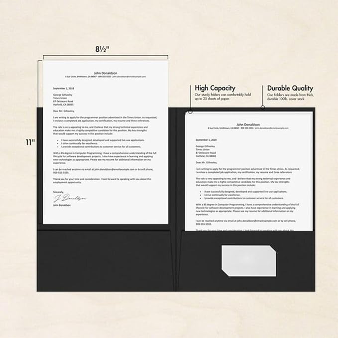 LUXPaper 9" x 12" Presentation Folders | Two Pocket | Midnight Black | 100lb. - Image 5