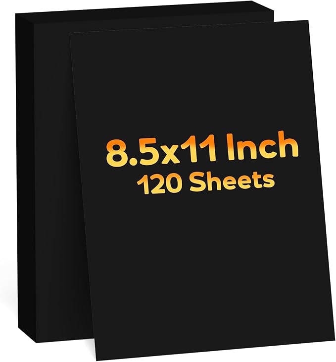 120 Sheets Black Cardstock 8.5 x 11 Construction Paper, 200GSM Card Stock Black by WelcometoVishoitty
