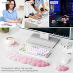 TECKNET Cloud Keyboard Wrist Rest Set, Cloud Wrist Rest with Non-Slip Base, PU Leather Wrist Pad for Keyboard with Ergonomic Memory Foam for Computer Laptop Office Gaming & Pain Relief, Gradient Pink