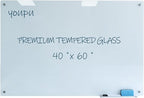 Magnetic Glass Writeboard 40"x60" Premium Tempered Dry Erase Boards Wall by YoupuStationery