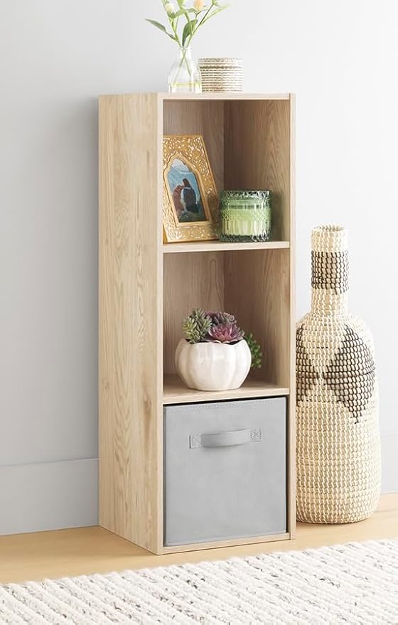 Whitmor Bookcase Storage Organizer, 3 Tier Stackable MDF Bookshelf, Open by Whitmor