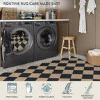 lahome checkered easy jute non slip runner rug showing dimensions