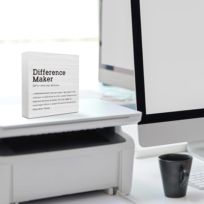Difference Maker Definition Home Office Decor Wooden Box Sign Motivational - Image 6