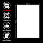 OcePor 100 Sheets White Cardstock 8.5” x 11”, 65lb/180gsm White Card Stock - Image 2