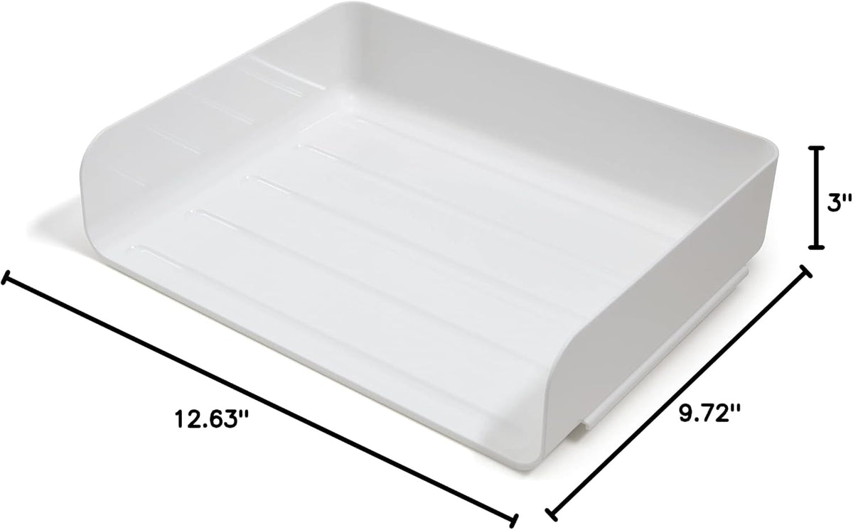 TRU RED Side-Load Stackable Plastic Letter Tray, White