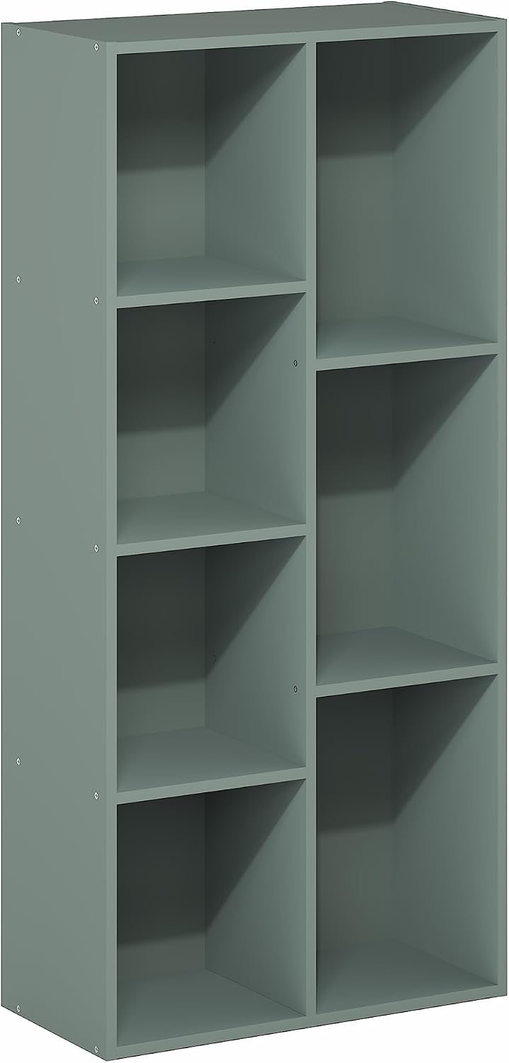 Furinno LUDER Book Shelf, 7-Cube Bookshelf, Bookcase with Open Shelves, 9.4 x...
