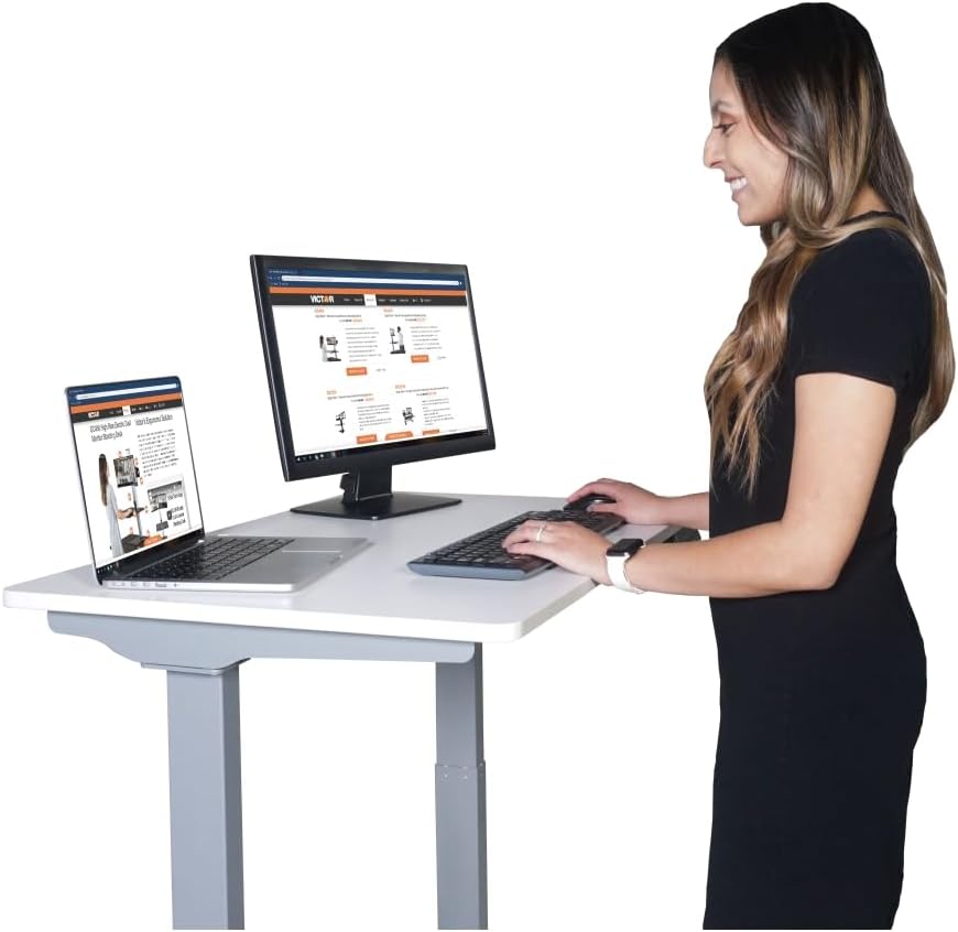 Victor 36-Inch Electric Standing Desk, Quiet Height Adjustable Desk with 4 Me...