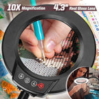magnifying glass with light and stand, 5 color shown in use