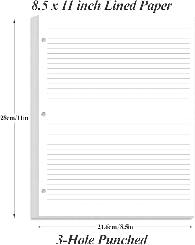 3-Hole Line Paper Refills, Letter Size Loose-Leaf Paper, 300 Sheets/600 Pages - Image 3