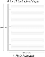 3-Hole Lined Refill Paper, Letter Size Punched Ruled Filler, 100 Sheets / 200 - Image 3