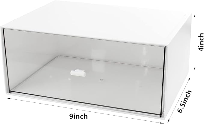 Desk Drawer Organizer, Stackable Storage Drawers, Plastic White Desk Organizers - Image 3