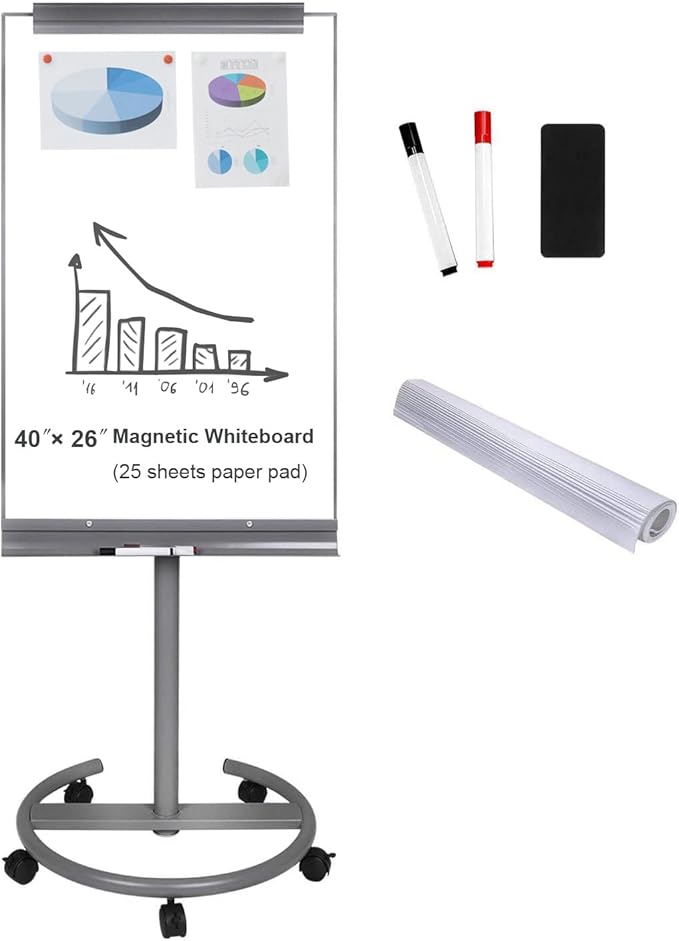 BIBOC Mobile Dry Erase Board – 40x26 inches Magnetic Portable Whiteboard Stand - Image 5