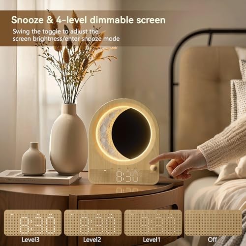 blonbar sunrise alarm clock for bedrooms, moon lamp on a desk or shelf