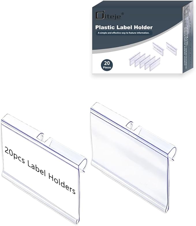 Diteje 20 Pack Plastic Wire Shelf Label Holder, Shelving Rack Retail Sign Hook by Diteje