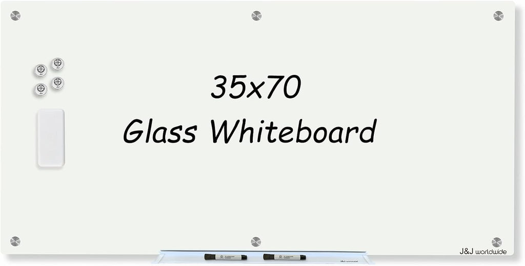 Magnetic Glass Whiteboard 6' x 3', Large Glass Dry Erase Board 70 x 35 Inches