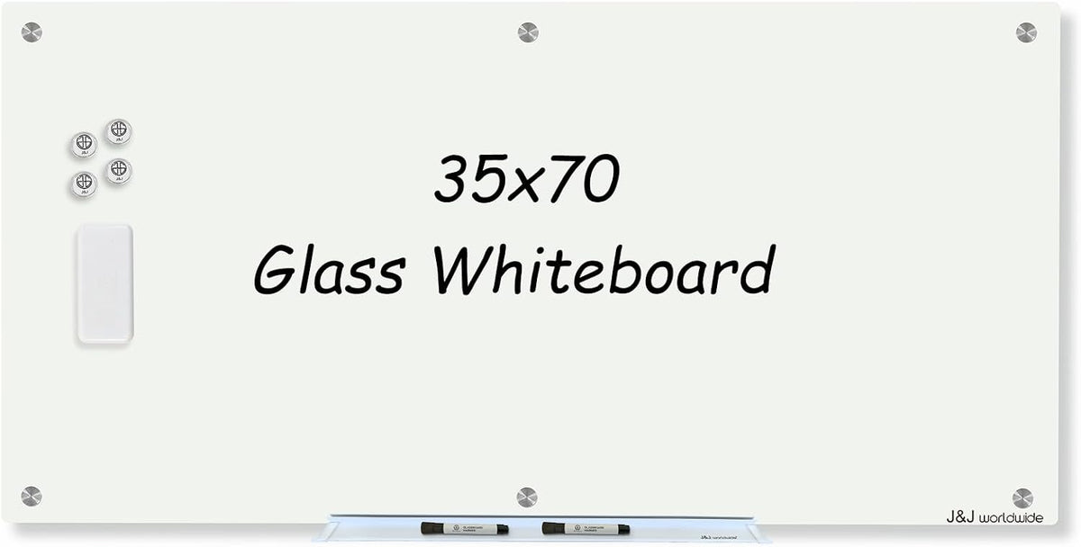 Magnetic Glass Whiteboard 6' x 3', Large Glass Dry Erase Board 70 x 35 Inches