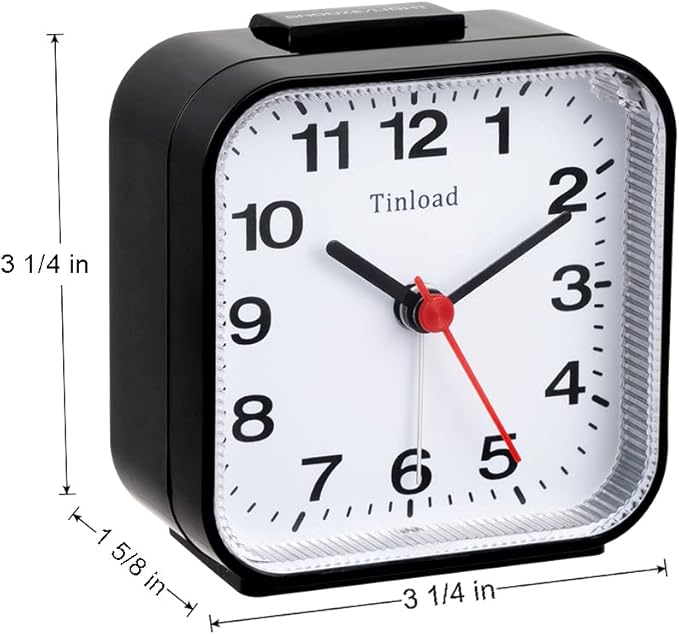 Tinload Small Battery Analog Alarm Clock Silent Non Ticking, Ascending Beep - Image 5