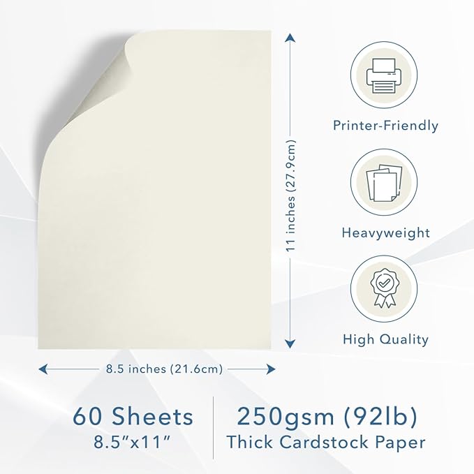 MOS Off-White Cardstock Paper 8.5 x 11 Inch — Heavyweight Cream Card Stock - Image 2