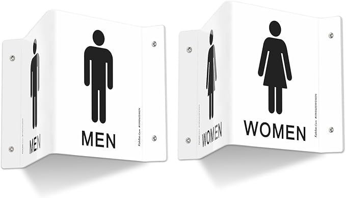Faittoo Restroom Sign, Bathroom Signs, 2 Pack 6 x 8 Inches Acrylic Sign by Faittoo