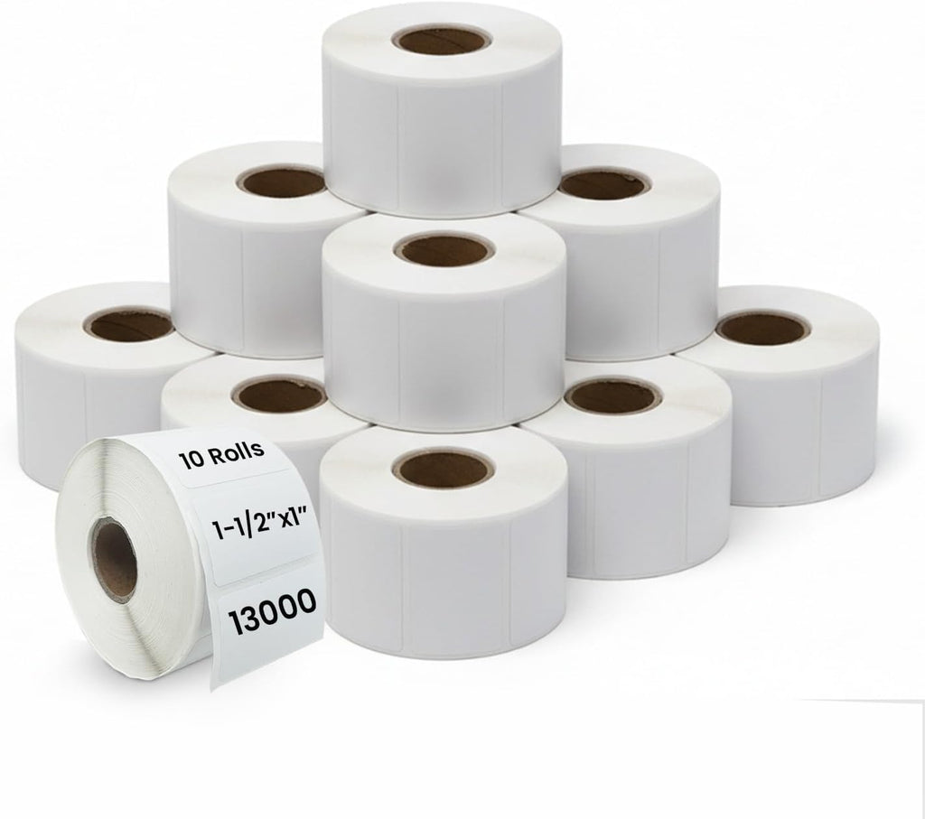 1 1/2" × 1" Direct Thermal Printer Labels, 10 Rolls, 000 Matte White Thermal