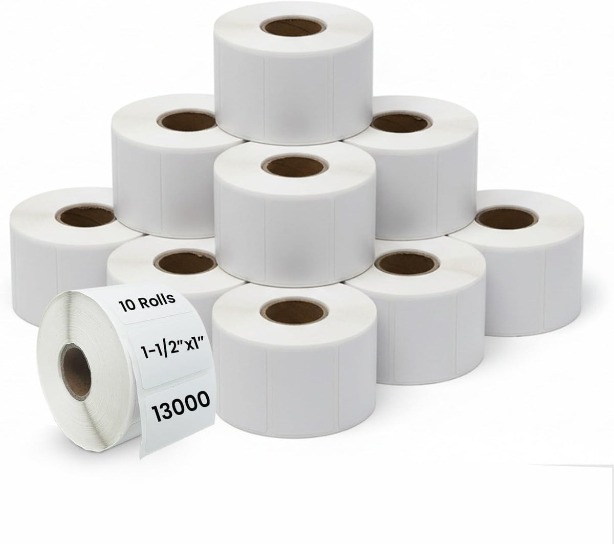 1 1/2" × 1" Direct Thermal Printer Labels, 10 Rolls, 000 Matte White Thermal