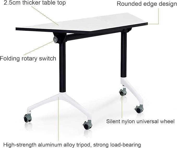 Foldable Conference Room Tables, Flip Top Mobile Training Table, Modern Meeting - Image 5