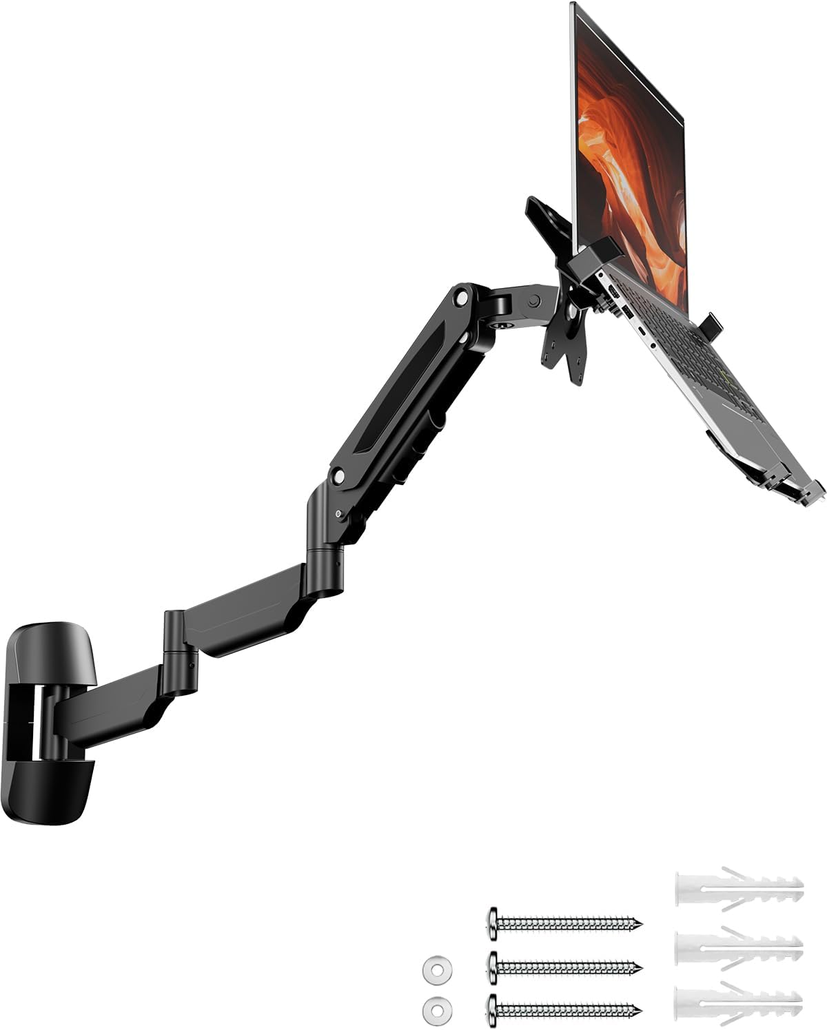 Long Arm 2-in-1 Laptop Wall Mount with Detachable Tray for 12-17'' La...
