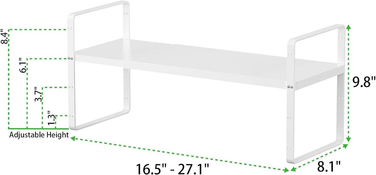 Expandable Cabinet Shelf, Stackable Organizer Rack, White Small 1 PK