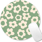 IMAYONDIA Green Round Mouse Pad, Vintage Groovy Flowers Mousepad Small by IMAYONDIA