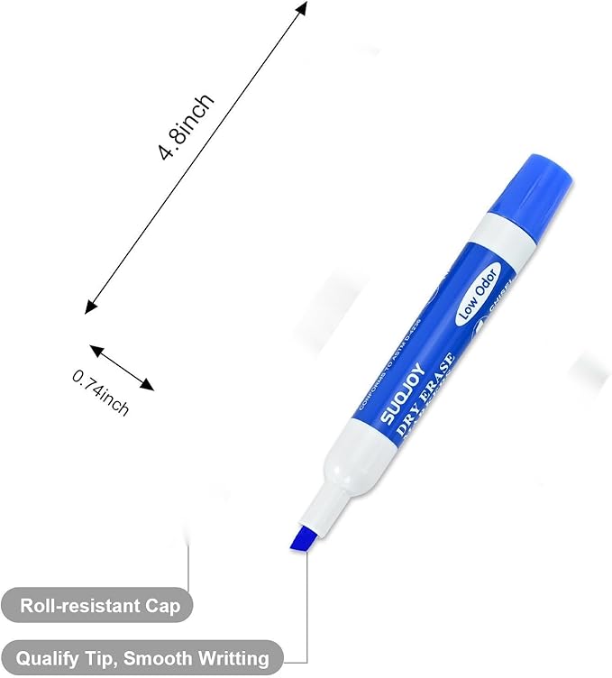 SUQJOY Dry Erase Markers, Chisel Tip Whiteboard Markers, Low Odor Dry Erase - Image 4