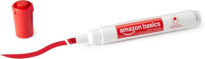 Amazon Basics Low-Odor Dry Erase Whiteboard Markers, Chisel Tip, 4 Assorted - Image 4