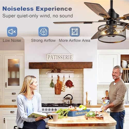 depuley 42-inch ceiling fans with lights: caged ceiling on a desk or shelf
