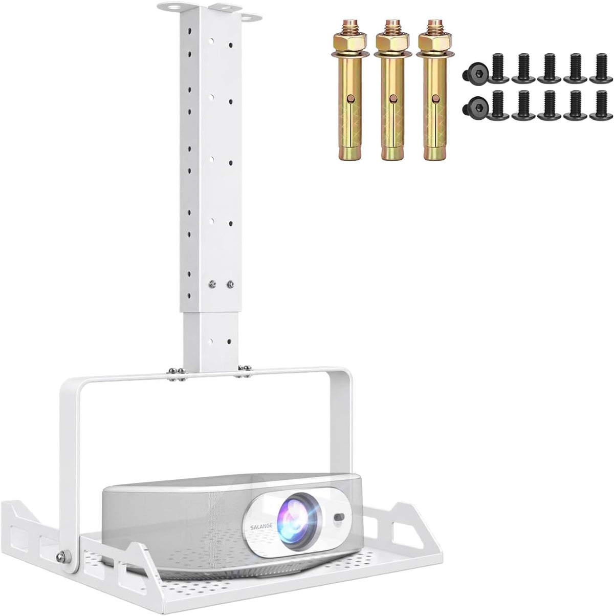 3 in 1 Projector Ceiling Mount with Tray, Height Adjustable, 90° Tilt