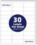 POLYSELLS 1" x2-5/8 Self Adhesive Address Labels, 30UP Blank Shipping Labels by POLYSELLS