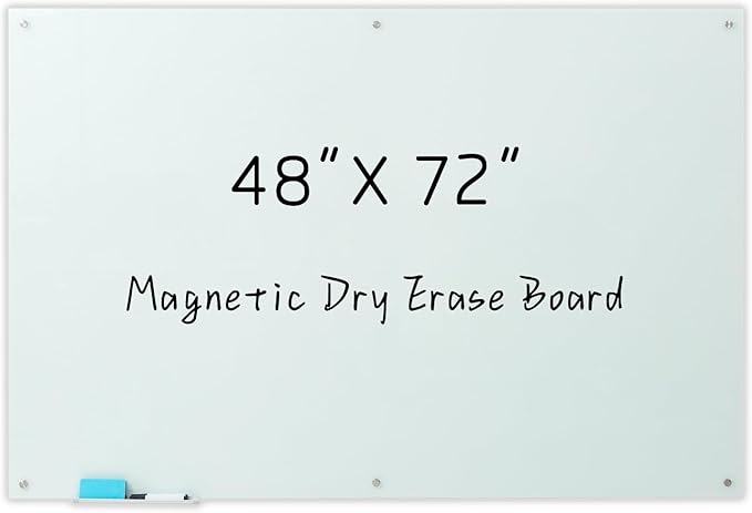 Gooderboard Glass Magnetic White Board – 72 x 48 Inches Dry Erase Frameless by Gooderboard