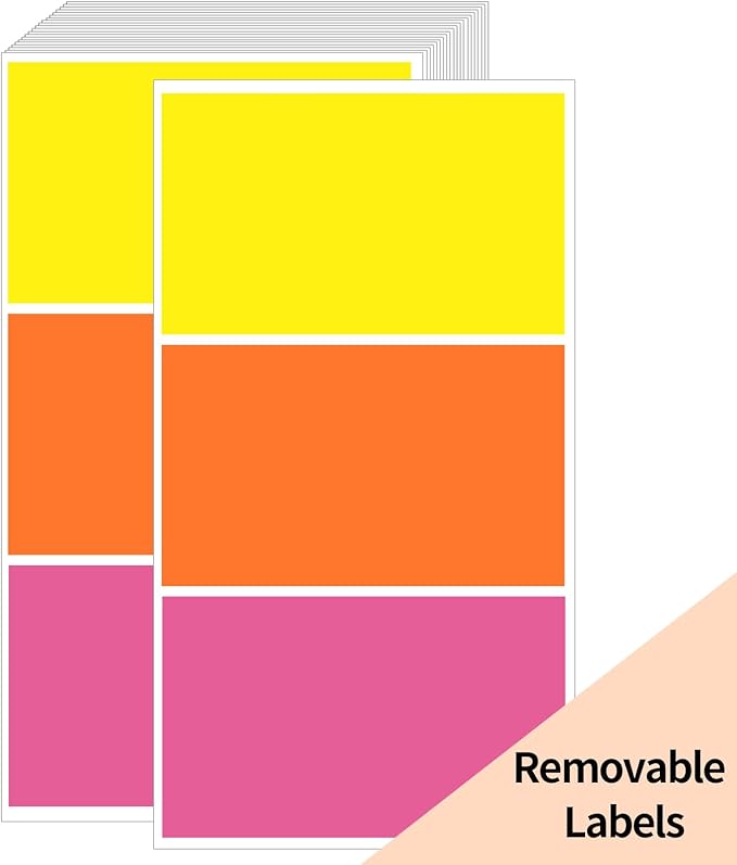 STARLIBOO Removable Colored Labels Stickers, 3X5 Inch Removable Large Label by STARLIBOO