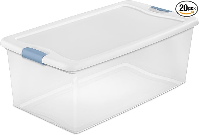 Sterilite 20-Pack Latching Box, Under Bed Storage Bins by Sterilite