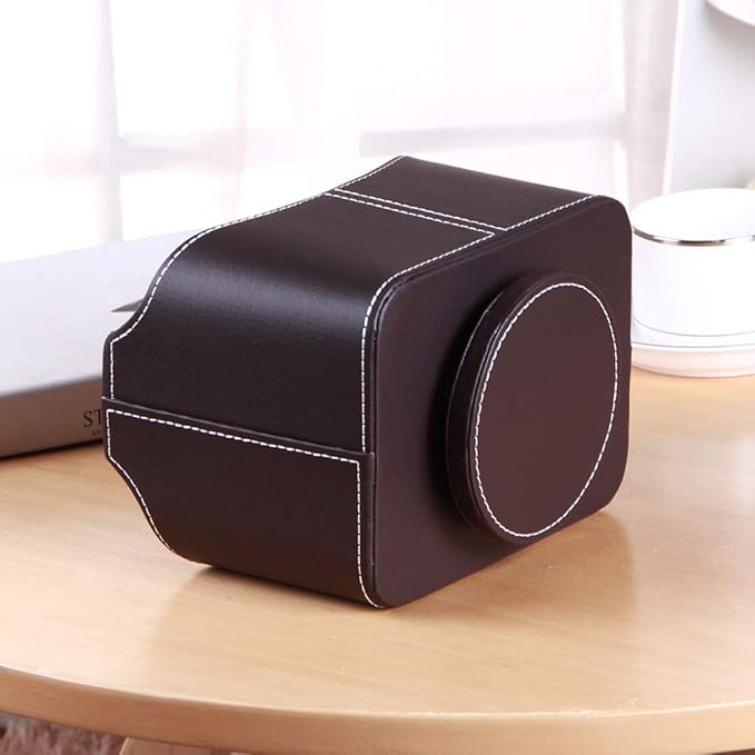PUSU Remote Control Holder PU Leather 360 Degrees Rotatable Desktop Supply - Image 4