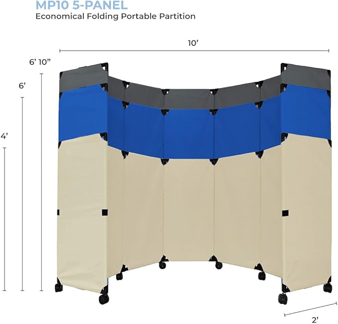 Versare MP10 Portable Folding Wall Partition | Economical 5 Panel Design | - Image 5