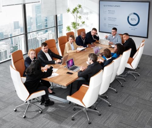 12FT Conference Table with Cable Management Grommets — Modern Rectangle Offic...