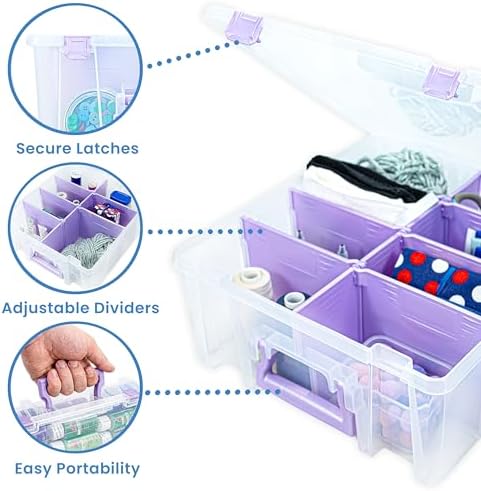 artbin super satchel double deep, 8-compartment craft box, front angle view