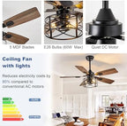 depuley 42-inch ceiling fans with lights: caged ceiling, front angle view